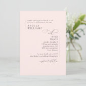 Modern Blush Pink No Parents Wedding Invitation Kaart (Staand voorkant)