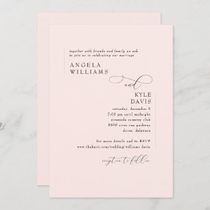Modern Blush Pink No Parents Wedding Invitation Kaart