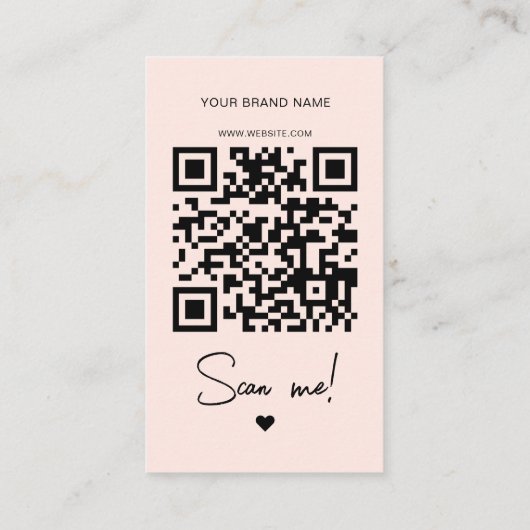 Modern blush pink order thank you QR code Visitekaartje (Achterkant)