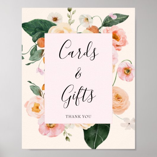 Modern Blush Pink Peach Floral Vrijgezellenfeest Poster (Voorkant)