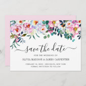 Modern Blush Pink Peony Floral Eucalyptus Weddensc Save The Date (Voorkant / Achterkant)