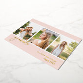 Modern Blush Pink Photo Collage Afstuderen Folie Uitnodiging (Gedraaid)