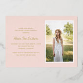 Modern Blush Pink Photo Collage Afstuderen Folie Uitnodiging (Achterkant)