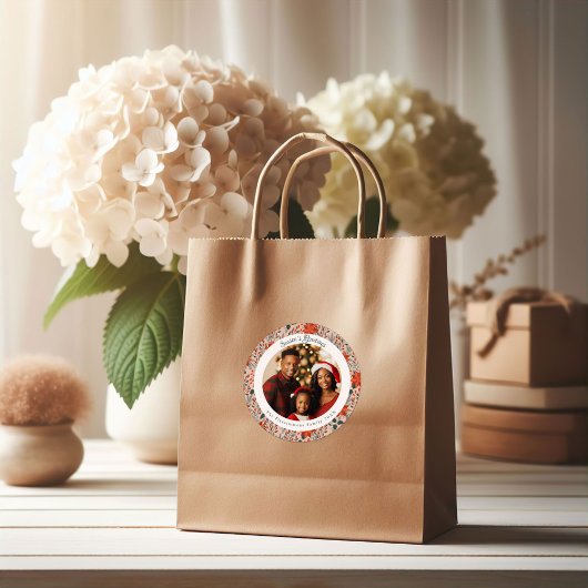 Modern Blush Pink Poinsettia Flowers Christmas Ronde Sticker