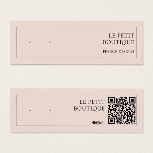 Modern Blush Pink QR Code Oorbel Display Mini Visitekaartjes (Voorkant /achterkant)