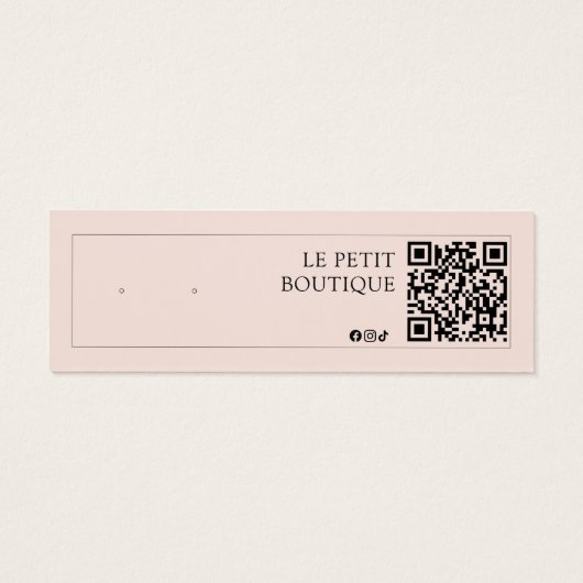Modern Blush Pink QR Code Oorbel Display Mini Visitekaartjes (Achterkant)