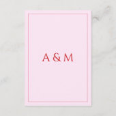 Modern blush pink red minimalist wedding details informatiekaartje (Achterkant)