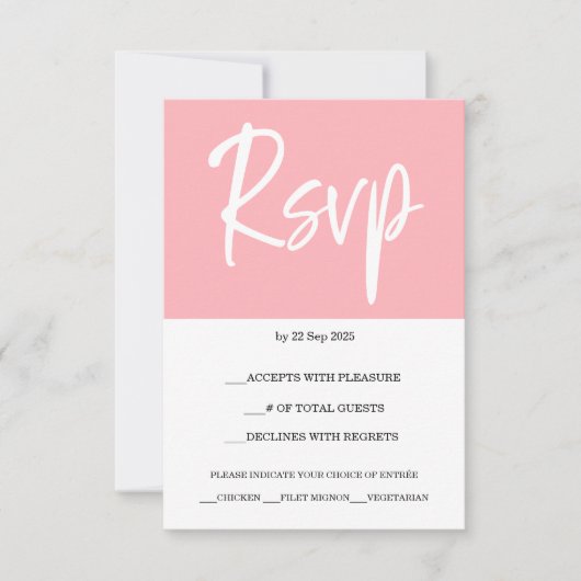 Modern Blush Pink Response Kaart RSVP (Voorkant)