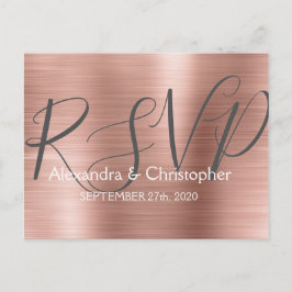 Modern Blush Pink - Roos Gold RSVP-respons Uitnodiging Briefkaart
