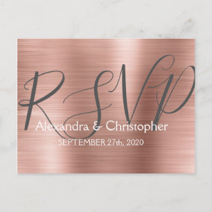 Modern Blush Pink - Roos Gold RSVP-respons Uitnodiging Briefkaart