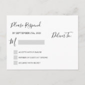 Modern Blush Pink - Roos Gold RSVP-respons Uitnodiging Briefkaart (Achterkant)