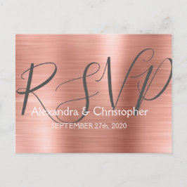 Modern Blush Pink - Roos Gold RSVP-respons Uitnodiging Briefkaart