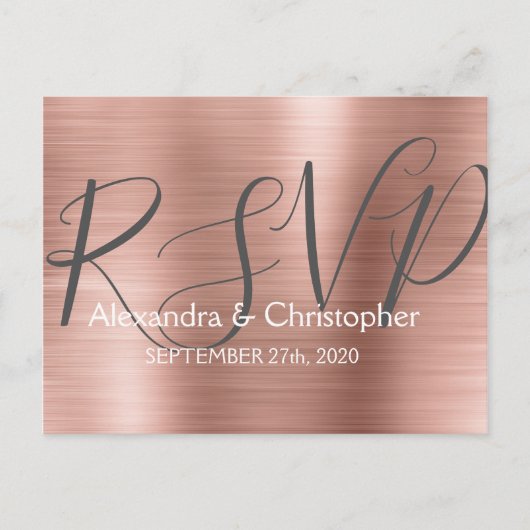 Modern Blush Pink - Roos Gold RSVP-respons Uitnodiging Briefkaart (Voorkant)