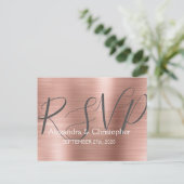 Modern Blush Pink - Roos Gold RSVP-respons Uitnodiging Briefkaart (Staand voorkant)