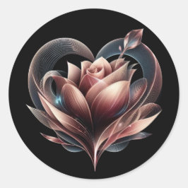 Modern Blush Pink Rose met een hart Ronde Sticker