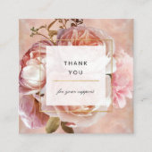 Modern Blush Pink Rose & Peony Elegant Dank je Vierkante Visitekaartje (Voorkant)