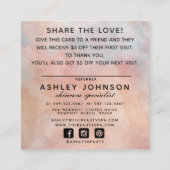 Modern Blush Pink Rose & Peony Elegant Referal Vierkante Visitekaartje (Achterkant)