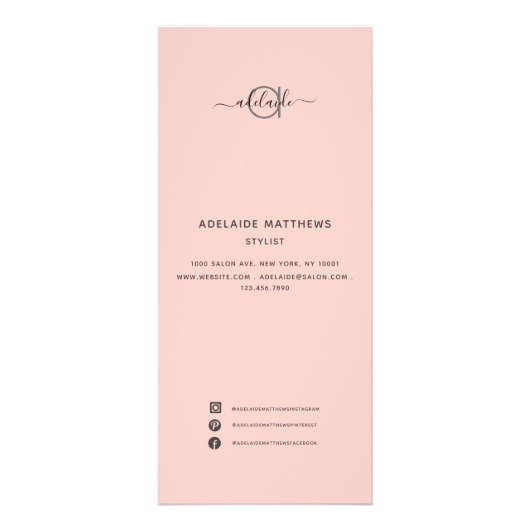 Modern Blush Pink Salon Makeup Artist Service Menu (Voorkant)