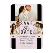 Modern Blush Pink Save the Date 3 Foto Bruiloft Magneet (Verticaal)