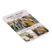 Modern Blush Pink Save the Date Wedding 3 foto's Magneet (Rechterzijde)