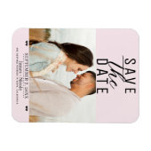 Modern Blush Pink Save the Date Wedding Photo Magneet (Horizontaal)