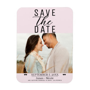 Modern Blush Pink Save the Date Wedding Photo Magneet