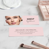 Modern Blush Pink Script Font Makeup Artist Photo Mini Visitekaartje