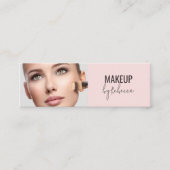 Modern Blush Pink Script Font Makeup Artist Photo Mini Visitekaartje (Voorkant)