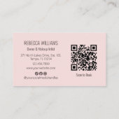 Modern Blush Pink Script Font QR Code Photo Makeup Visitekaartje (Achterkant)