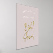 Modern Blush Pink Script Welcome Vrijgezellenfeest Folie Afdrukken (Laagn)