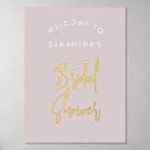 Modern Blush Pink Script Welcome Vrijgezellenfeest Folie Afdrukken (Voorkant)
