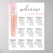 Modern Blush Pink Seating Chart Wedding Poster (Voorkant)