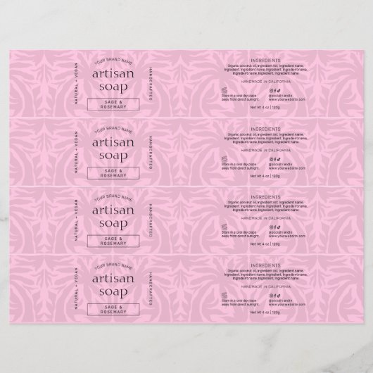 Modern Blush Pink Soap Bar Wrapper Bellyband Label (Voorkant)