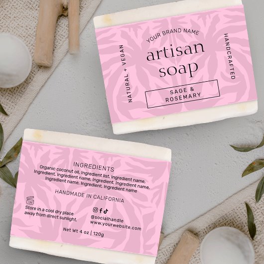 Modern Blush Pink Soap Bar Wrapper Bellyband Label