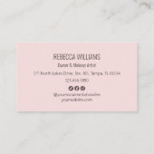 Modern Blush Pink Social Icons 3 Photo Makeup Visitekaartje (Achterkant)