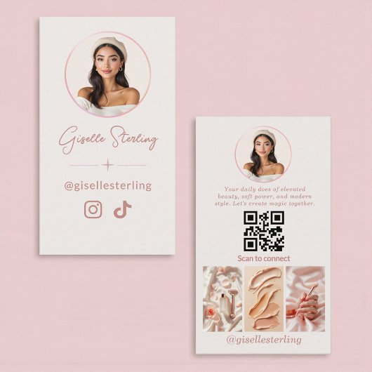 Modern Blush Pink Social Media Influencer Visitekaartje