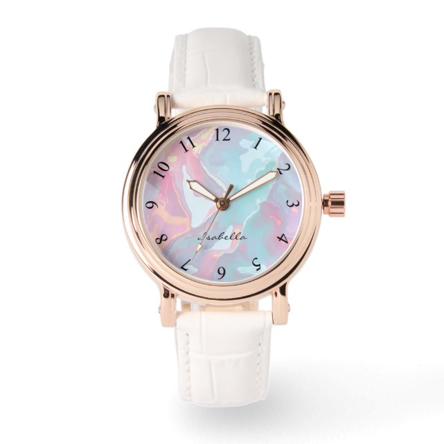 Modern Blush Pink Soft Mint Gold Luxury Collection Horloge (Voorkant)