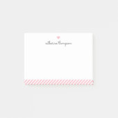 Modern Blush Pink Stripe Heart Girly script Post-it® Notes (Voorkant)