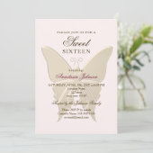 Modern Blush Pink Sweet 16 Verjaardag Uitnodiging (Staand voorkant)