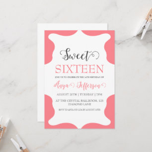 Modern Blush Pink Sweet 16 verjaardagsuitnodiginge Kaart