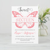 Modern Blush Pink Sweet 16 verjaardagsuitnodiginge Kaart (Staand voorkant)