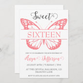 Modern Blush Pink Sweet 16 verjaardagsuitnodiginge Kaart (Voorkant / Achterkant)
