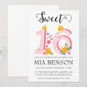 Modern Blush Pink Sweet 16 verjaardagsuitnodiginge Kaart (Voorkant / Achterkant)