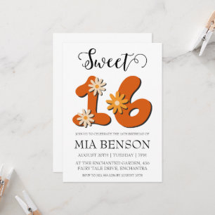 Modern Blush Pink Sweet 16 verjaardagsuitnodiginge Kaart