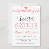 Modern Blush Pink Sweet 16 verjaardagsuitnodiginge Kaart (Voorkant)
