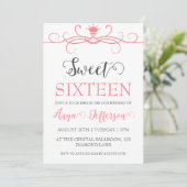 Modern Blush Pink Sweet 16 verjaardagsuitnodiginge Kaart (Staand voorkant)