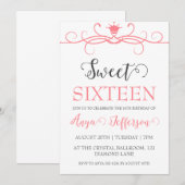 Modern Blush Pink Sweet 16 verjaardagsuitnodiginge Kaart (Voorkant / Achterkant)