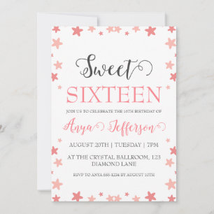 Modern Blush Pink Sweet 16 verjaardagsuitnodiginge Kaart