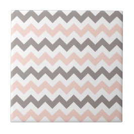 Modern Blush Pink Taupe Chevron Tegeltje