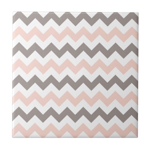 Modern Blush Pink Taupe Chevron Tegeltje (Voorkant)